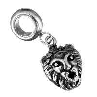 Pendentifs European en acier inoxydable, lion, sans filetage & noircir, 3x12x9mm, 10x15x8mm, 10PC/lot, Vendu par lot