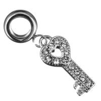 Stainless Steel European Pendants Key without troll & with rhinestone & blacken  Sold By Lot