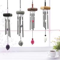 Aluminium Windbell, met Porselein & Hout, silver plated, meer kleuren voor de keuze, 300mm, 6mm, Verkocht door PC