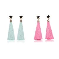 Fringe pendientes de la manera, aleación de zinc, con cordón de nylon, acero inoxidable aguja de pendiente, Estrella, chapado en color dorado, para mujer & esmalte, más colores para la opción, libre de plomo & cadmio, 90mm, Vendido por Par