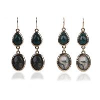 Agaat oorbellen, Zinc Alloy, met Moss Agate, ijzer oorbel haak, antiek goud plated, voor vrouw, meer kleuren voor de keuze, lood en cadmium vrij, 110mm, Verkocht door pair