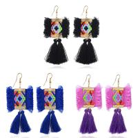 Fashion Fringe Boucles d'oreilles, alliage de zinc, avec Nylon, fer boucle d'oreille crochet, Placage de couleur d'or, pour femme, plus de couleurs à choisir, sans plomb et cadmium, 100x50mm, Vendu par paire