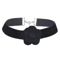 Fløjl Choker, Velveteen Cord, med Zinc Alloy, Flower, for kvinde, 320mm, Solgt Per Ca. 12.5 inch Strand