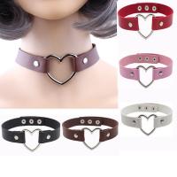 Mode Choker halsband, Kohud, med Zink Alloy, Hjärta, platina pläterad, punk stil & justerbar, fler färger för val, nickel, bly och kadmium gratis, 19mm, Såld Per Ca 15 inch Strand