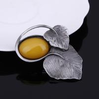 Resin Brooch Zinc Alloy with Resin Leaf antique silver color plated for woman lead & cadmium free Sold By PC