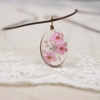 Glass Necklace with Dried Flower & Nylon Cord for woman Sold Per Approx 17.5 Inch Strand