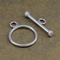 925 Sterling Sølv Toggle lås, Donut, enkeltstrenget, 19.5x15x1.5mm,3x21mm, Hole:Ca. 1.8mm, 5sæt/Lot, Solgt af Lot