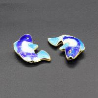 cloisonne perler, Fisk, håndlavet, hule, flere farver til valg, 21x13mm, Hole:Ca. 1.5mm, 10pc'er/Bag, Solgt af Bag