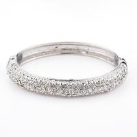 Zinklegering bangles, Zinc Alloy, platinum plated, voor vrouw & met strass, lood en cadmium vrij, 70mm, Per verkocht Ca 7 inch Strand