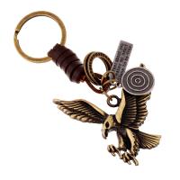 Sleutelhanger, Zinc Alloy, met Leer, Eagle, antiek brons plated, lood en cadmium vrij, 110x30mm,55x58mm, Verkocht door PC