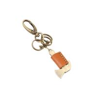 Zinc Alloy Key Sluiting, met Leer, Axe, antiek brons plated, lood en cadmium vrij, 120x20mm,55x30mm, Verkocht door PC