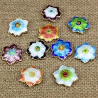 cloisonne perler, Flower, håndlavet, flere farver til valg, 15mm, Hole:Ca. 1.5mm, 10pc'er/Bag, Solgt af Bag