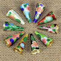 cloisonne fiorellini a chiusura tappo, Altoparlante, fatto a mano, nessuno, 20x10mm, Foro:Appross. 1.5mm, 10PC/borsa, Venduto da borsa