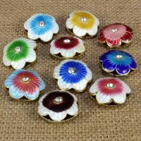 Grânulos de cloisonne, cloisone, Flor, feito à mão, com strass & vazio, Mais cores pare escolha, 19x19mm, Buraco:Aprox 1.5mm, 10PCs/Bag, vendido por Bag