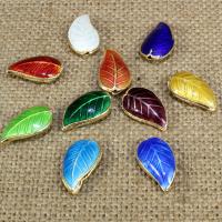 Perles en cloisonné, cloisonne, feuille, fait à la main, plus de couleurs à choisir, 18x10mm, Trou:Environ 1.5mm, 10PC/sac, Vendu par sac