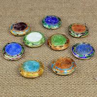 Cloisonne Pärlor, Flat Round, handgjord, fler färger för val, 20mm, Hål:Ca 1.5mm, 10PC/Bag, Säljs av Bag