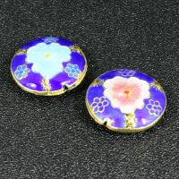 cloisonne perler, Flad Rund, håndlavet, flere farver til valg, 19mm, Hole:Ca. 1.5mm, 10pc'er/Bag, Solgt af Bag