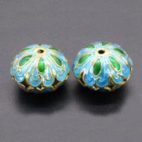 cloisonne perler, Flad Rund, håndlavet, hule, flere farver til valg, 18x8mm, Hole:Ca. 1.5mm, 10pc'er/Bag, Solgt af Bag