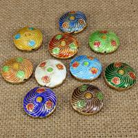 Cloisonne Pärlor, Flat Round, handgjord, fler färger för val, 20x20mm, Hål:Ca 1.5mm, 10PC/Bag, Säljs av Bag