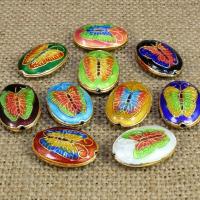 cloisonne Korálky, Flat Oval, ruční práce, více barev na výběr, 20x15mm, Otvor:Cca 1.5mm, 10PC/Bag, Prodáno By Bag