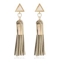 Fashion Fringe Oorbellen, Corduroy Cord, met Resin Strass & Zinc Alloy, roestvrij staal oorbel bericht, gold plated, voor vrouw, meer kleuren voor de keuze, lood en cadmium vrij, 70mm, Verkocht door pair