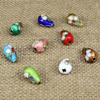 cloisonne perler, Teardrop, håndlavet, flere farver til valg, 12x8mm, Hole:Ca. 1.5mm, 10pc'er/Bag, Solgt af Bag