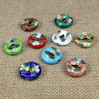 cloisonne perler, Flad Rund, håndlavet, flere farver til valg, 15x15mm, Hole:Ca. 1.5mm, 30pc'er/Bag, Solgt af Bag