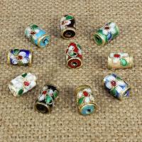 Cloisonne gyöngyök, Zománcmunka, Oszlop, kézi, több színt a választás, 10x6mm, Lyuk:Kb 1.5mm, 30PC-k/Bag, Által értékesített Bag