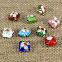 Grânulos de cloisonne, cloisone, Rhombus, feito à mão, Mais cores pare escolha, 11x11mm, Buraco:Aprox 1.5mm, 100PCs/Bag, vendido por Bag