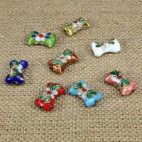 Cloisonne gyöngyök, Zománcmunka, Bowknot, kézi, több színt a választás, 16x10mm, Lyuk:Kb 1.5mm, 10PC-k/Bag, Által értékesített Bag