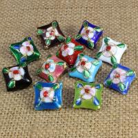 cloisonne perler, Rhombus, håndlavet, flere farver til valg, 17mm, Hole:Ca. 1.5mm, 30pc'er/Bag, Solgt af Bag