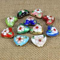 cloisonne perler, Heart, håndlavet, flere farver til valg, 16x15mm, Hole:Ca. 1.5mm, 10pc'er/Bag, Solgt af Bag