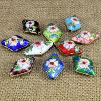 Cloisonne gyöngyök, Zománcmunka, Rombusz, kézi, több színt a választás, 20x14mm, Lyuk:Kb 1.5mm, 10PC-k/Bag, Által értékesített Bag