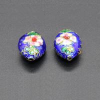 Cloisonne Pärlor, Flat Oval, handgjord, fler färger för val, 21x15mm, Hål:Ca 1.5mm, 10PC/Bag, Säljs av Bag