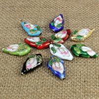 cloisonne perler, Teardrop, håndlavet, flere farver til valg, 19x11mm, Hole:Ca. 1.5mm, 30pc'er/Bag, Solgt af Bag