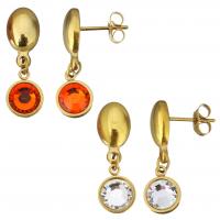 Boucle d'oreille goutte inox, acier inoxydable, Placage de couleur d'or, pavé de micro zircon & pour femme, plus de couleurs à choisir, 26mm, 8x10mm, Vendu par paire