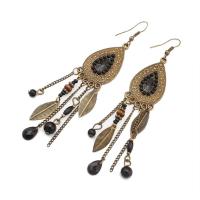 Fashion Fringe Oorbellen, Zinc Alloy, met Hout & Hars, roestvrij staal oorbel haak, plated, voor vrouw & glazuur, meer kleuren voor de keuze, lood en cadmium vrij, 27x16mm, Verkocht door pair