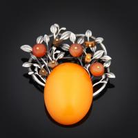 Resin Brooch Zinc Alloy with ABS Plastic Pearl & Gemstone & Resin antique silver color plated for woman lead & cadmium free Sold By PC