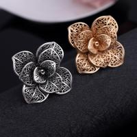 Zinc Alloy Cuff Finger Ring Flower plated for woman lead & cadmium free US Ring Sold By PC