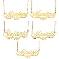 Stainless Steel Jewelry Necklace Letter gold color plated oval chain & for woman Sold Per Approx 17 Inch Strand