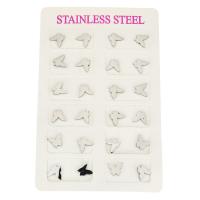 Stainless Steel Stud fülbevaló, Pillangó, az eredeti szín, 9x8mm, 12párok/Lot, Által értékesített Lot