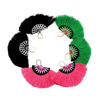 Fashion Fringe Oorbellen, Nylon Koord, met Zinc Alloy, ijzer oorbel haak, gold plated, folk stijl & voor vrouw, meer kleuren voor de keuze, 45x70mm, Verkocht door pair