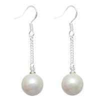 South Sea Shell Oorbel, met Messing, Ronde, silver plated, voor vrouw, wit, 40mmuff0c10mm, Verkocht door pair