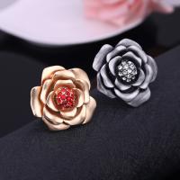 Zinc Alloy Cuff Finger Ring Flower plated for woman & with rhinestone lead & cadmium free US Ring Sold By PC