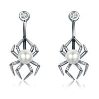 Farraige Theas Shell Earring, 925 Sterling Silver, le Shell Pearl, Spider, stíl pacála éagsúla do rogha & micrea réiteach zirconia ciúbach & do bhean, Díolta De réir Péire