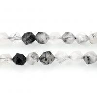 Natuurlijke Quartz sieraden kralen, Black Rutilated Quartz, verschillende grootte voor keus & gefacetteerde, Gat:Ca 1mm, Per verkocht Ca 14.5 inch Strand