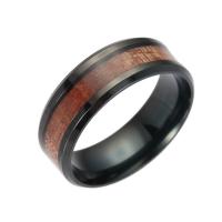 Rozsdamentes acél Finger Ring, Stainless Steel, Plumbum fekete színű bevonattal, egynemű & különböző méretű a választás, Által értékesített PC