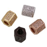 Cubic Zirconia Micro Pave Brass Europeo Bead, metal, Hexágono, chapado, micro arcilla de zirconia cúbica, más colores para la opción, libre de níquel, plomo & cadmio, 9x8mm, agujero:aproximado 4mm, Vendido por UD