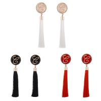 Fashion Fringe Earrings Zinc Alloy with Cotton Cord gold color plated & for woman & with rhinestone Sold By Pair