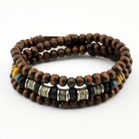 muince Adhmad, le Sinc Alloy, daite & unisex & Is féidir a bheith wired freisin mar wrap bracelet & inchoigeartaithe, 6mm, Díolta Per Thart 22 Inse Snáithe